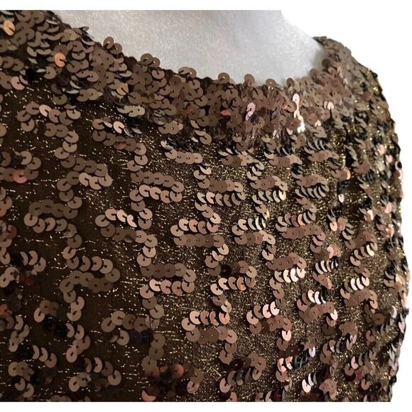 Lilli Diamond Vintage Flapper Style 1950s Sequin Metallic Gold Evening Top US 14 - Picture 3 of 9